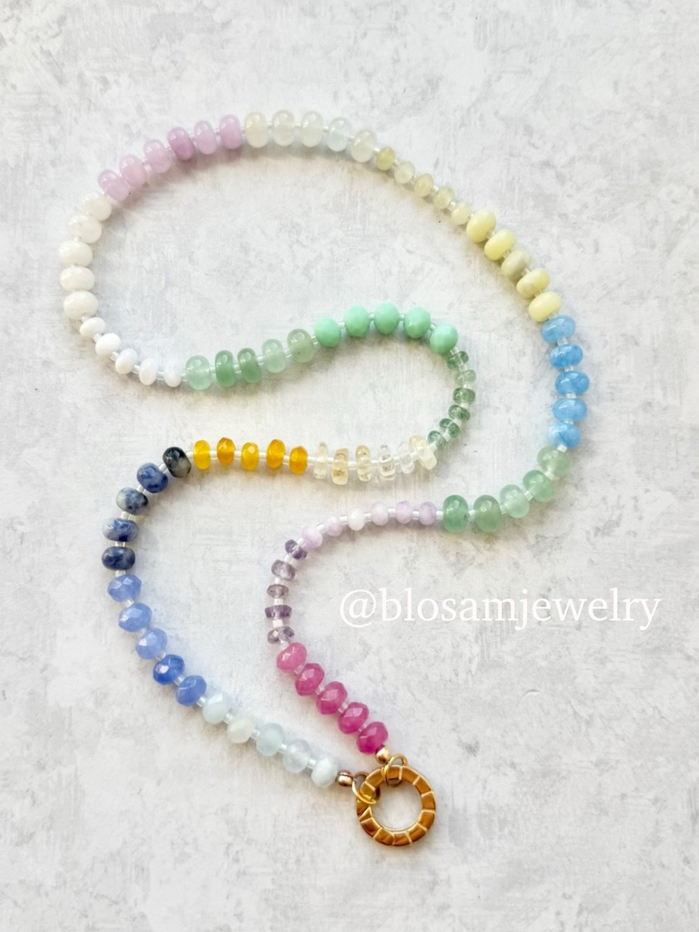 Pastel Beaded Charm Holder Necklace Handmade Pastel Whimsical Charm Keeper